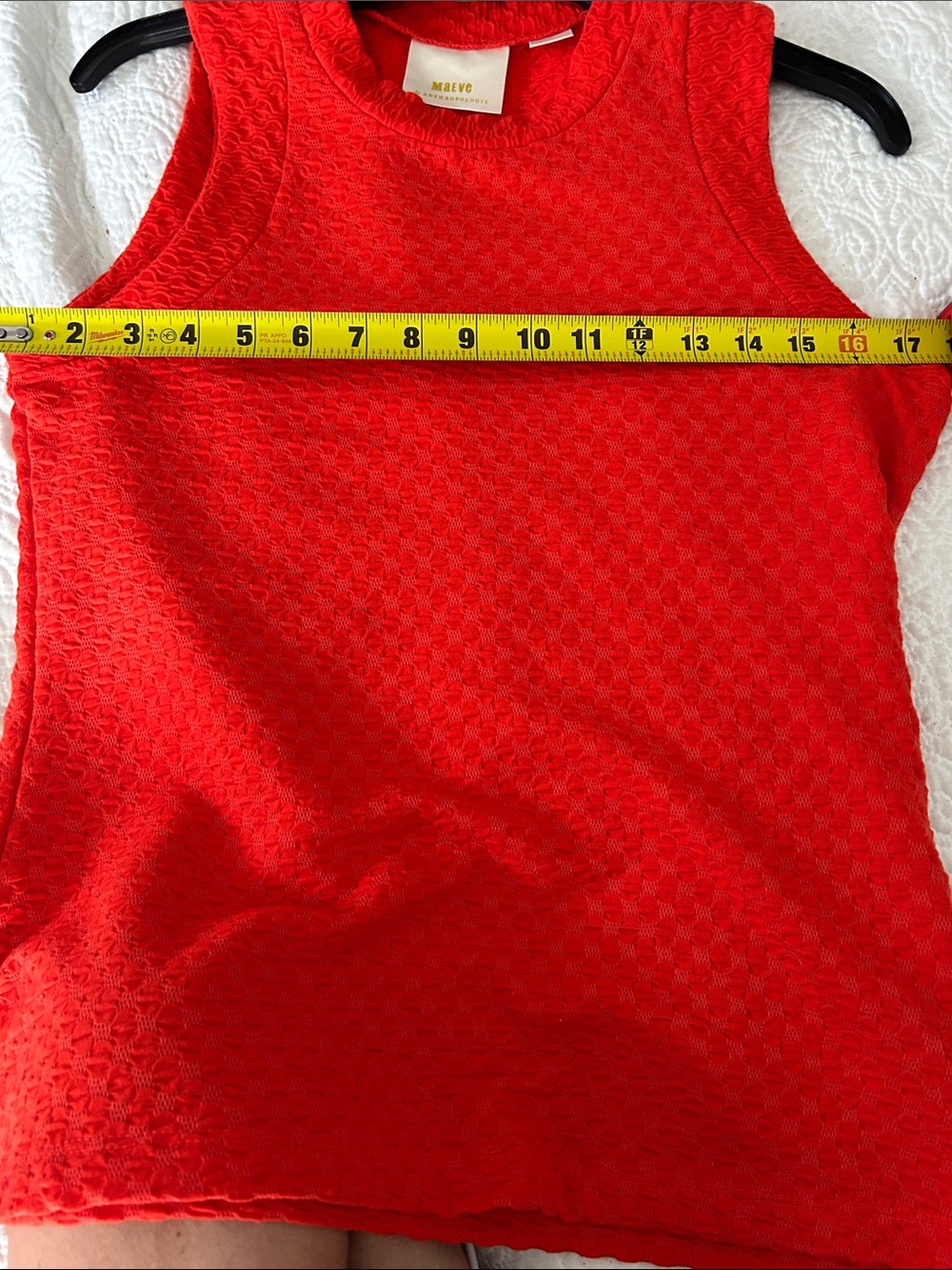 Anthropologie Maeve Bright Red Barbara Jacquard Knit Textured Crewneck Tank - Picture 10 of 11